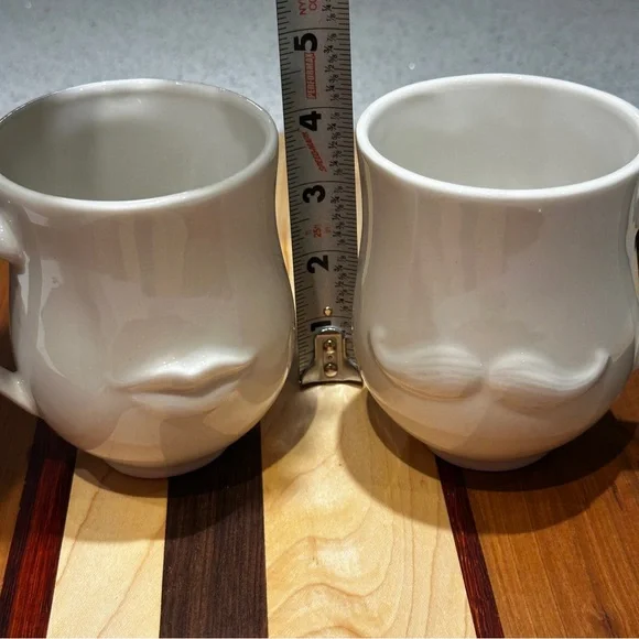 Mr. & Mrs. Muse Mug Set By Jonathan Adler, White Porcelain Reversible Design - Picture 6 of 6
